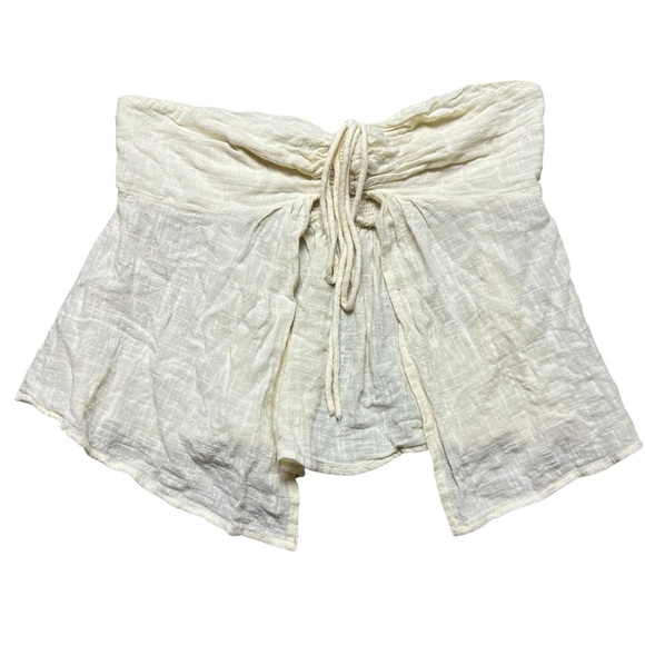 Y2K Ecote Off White Tie Front Crop Top Women’s M Fairy Grunge Romantic - Picture 1 of 4